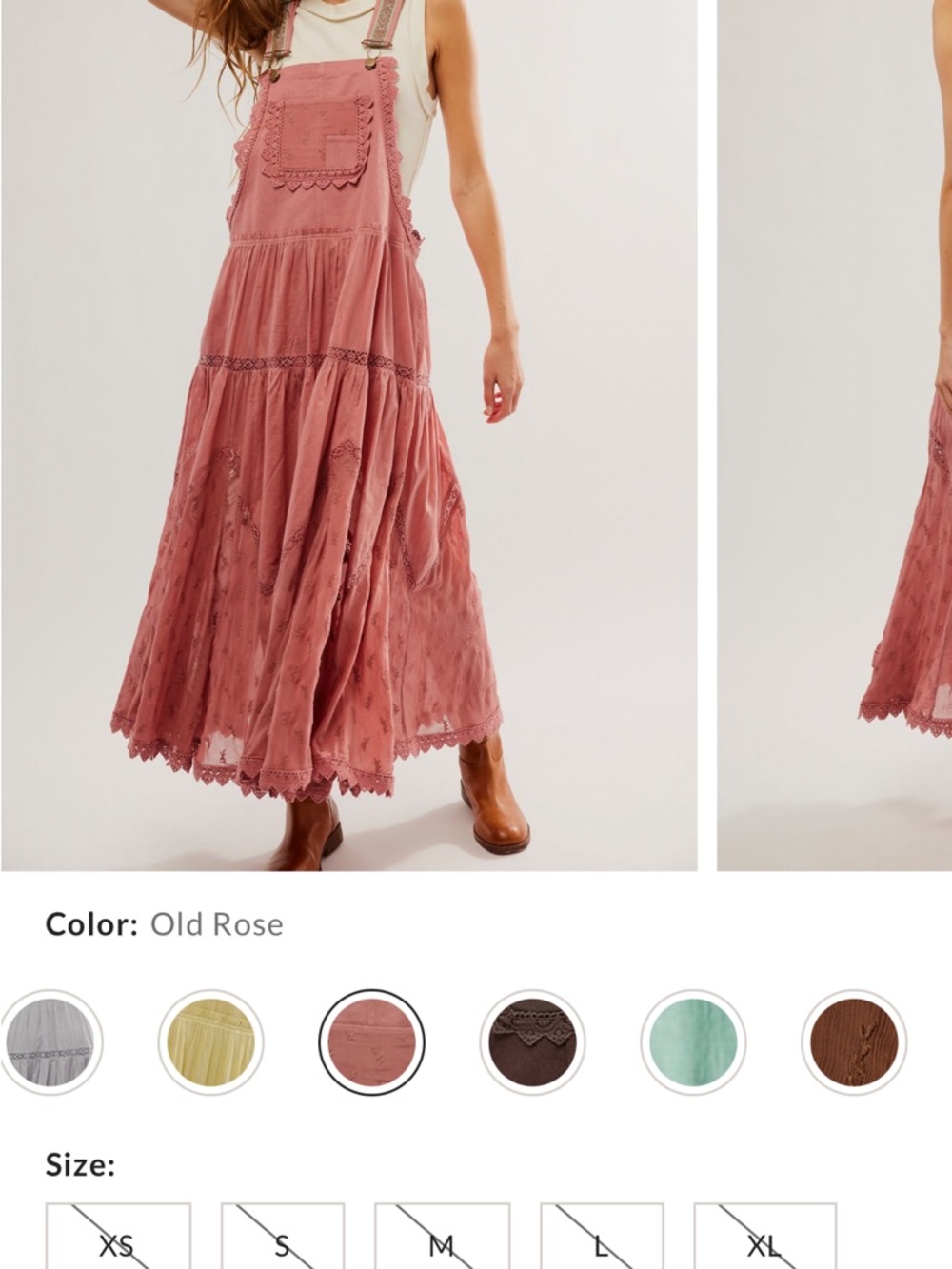 ISO SEARCHING FOR Free People Old Rose Tiered Maxi Overall Dress trails end